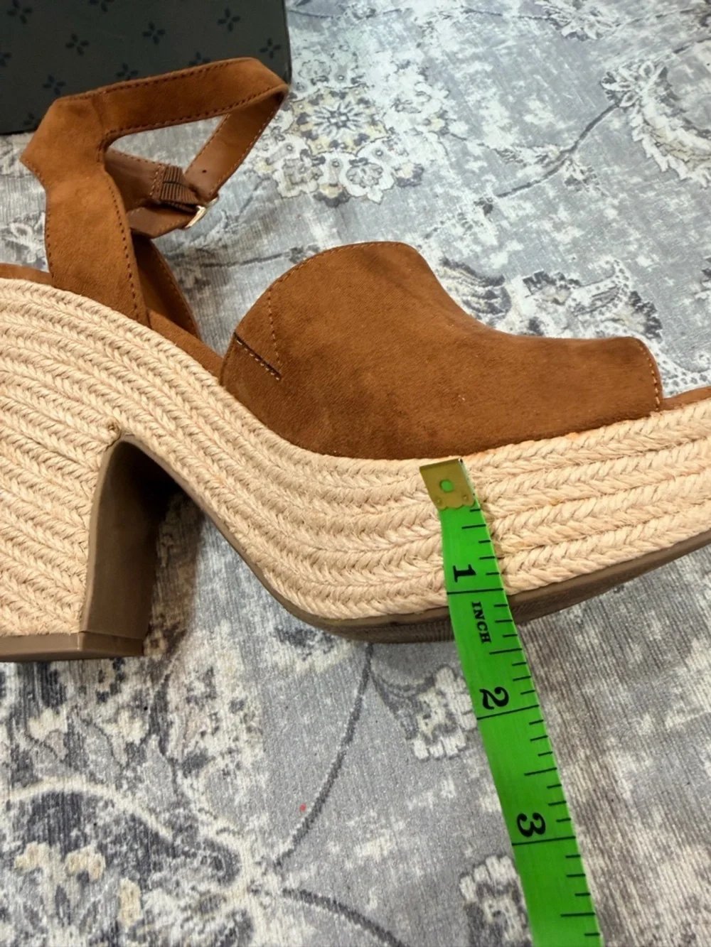 Sun + Stone Feyf Cognac Ankle-Strap Platform Wedge Sandals- Size 9
